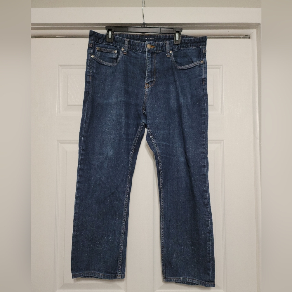 Five Four Waist Size 36 Men’s Straight Dark Blue Jeans Button Fly